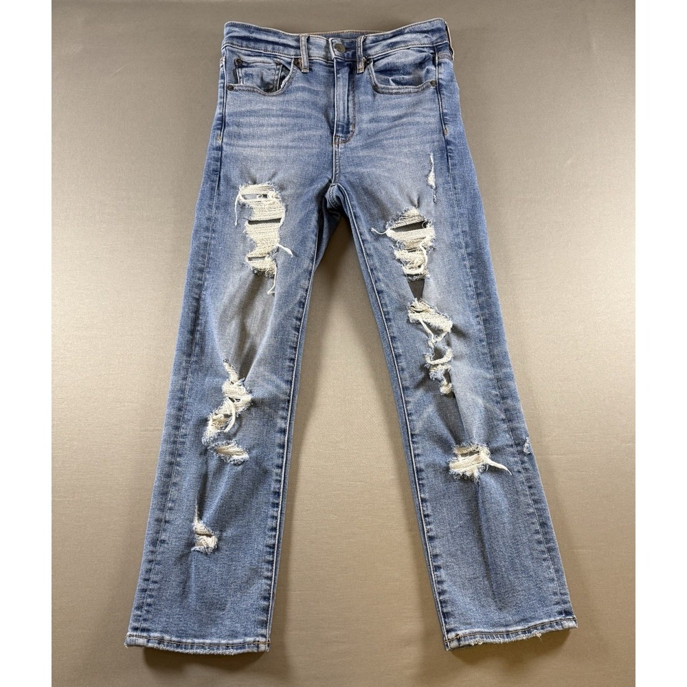 American Eagle Super Stretch Destroyed Denim Jeans Trashed Thrashed 2 Short
